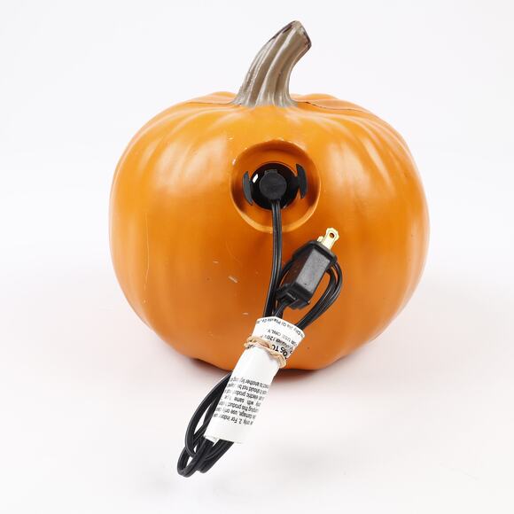 Pair of Intertek Plastic Light Up Halloween Pumpkin Jack-O-Lanterns & Bulbs - Picture 5 of 12